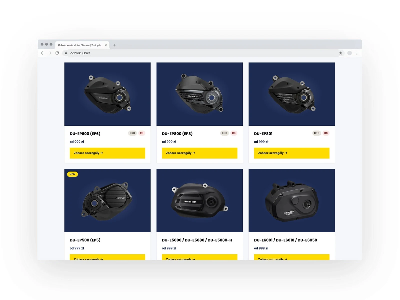 odblokuj.bike — katalog obsługiwanych napędów Shimano z cenami — wersja desktop