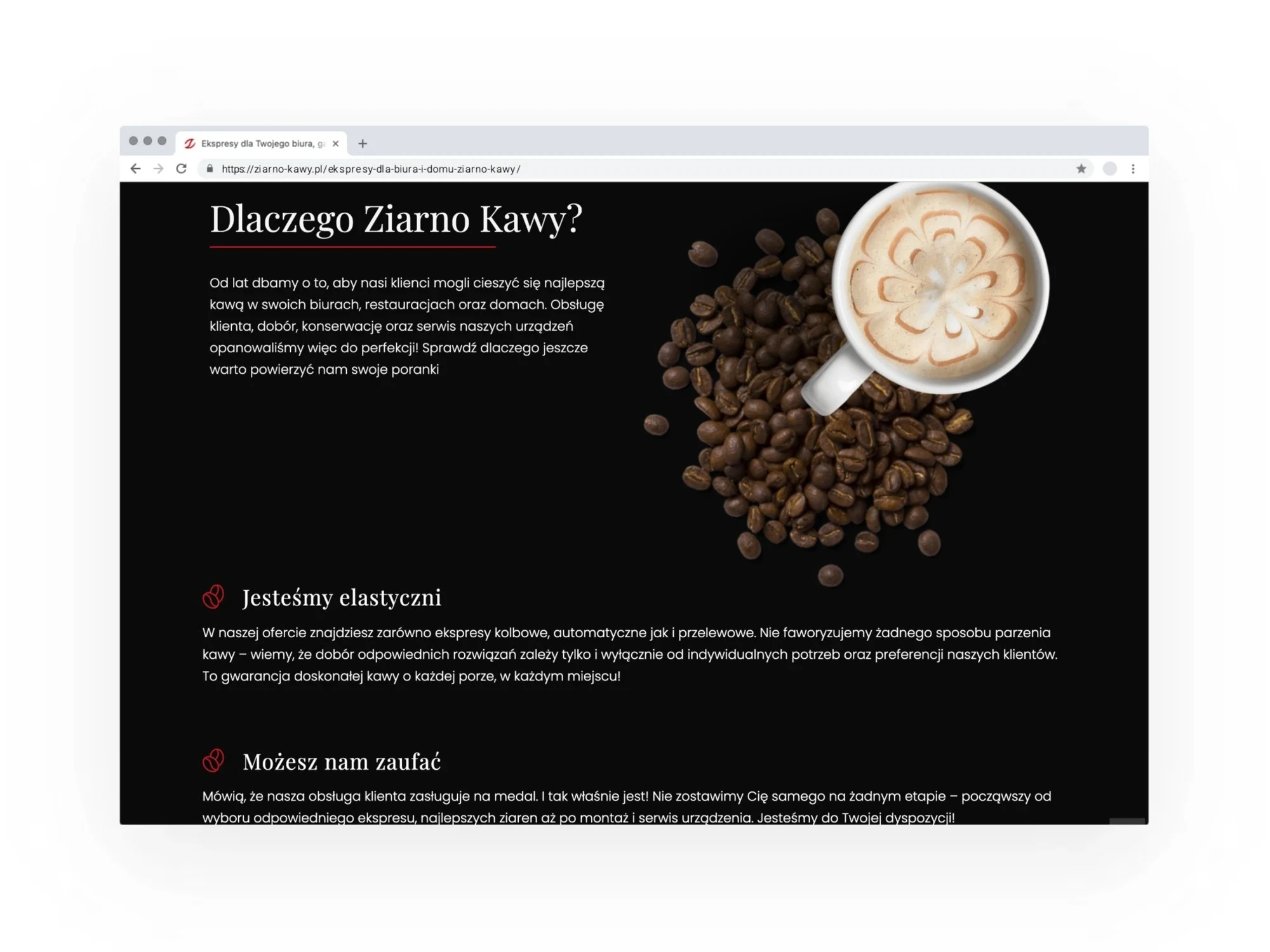 ziarno-kawy.pl - Progetto di landing page KickAss Katowice
