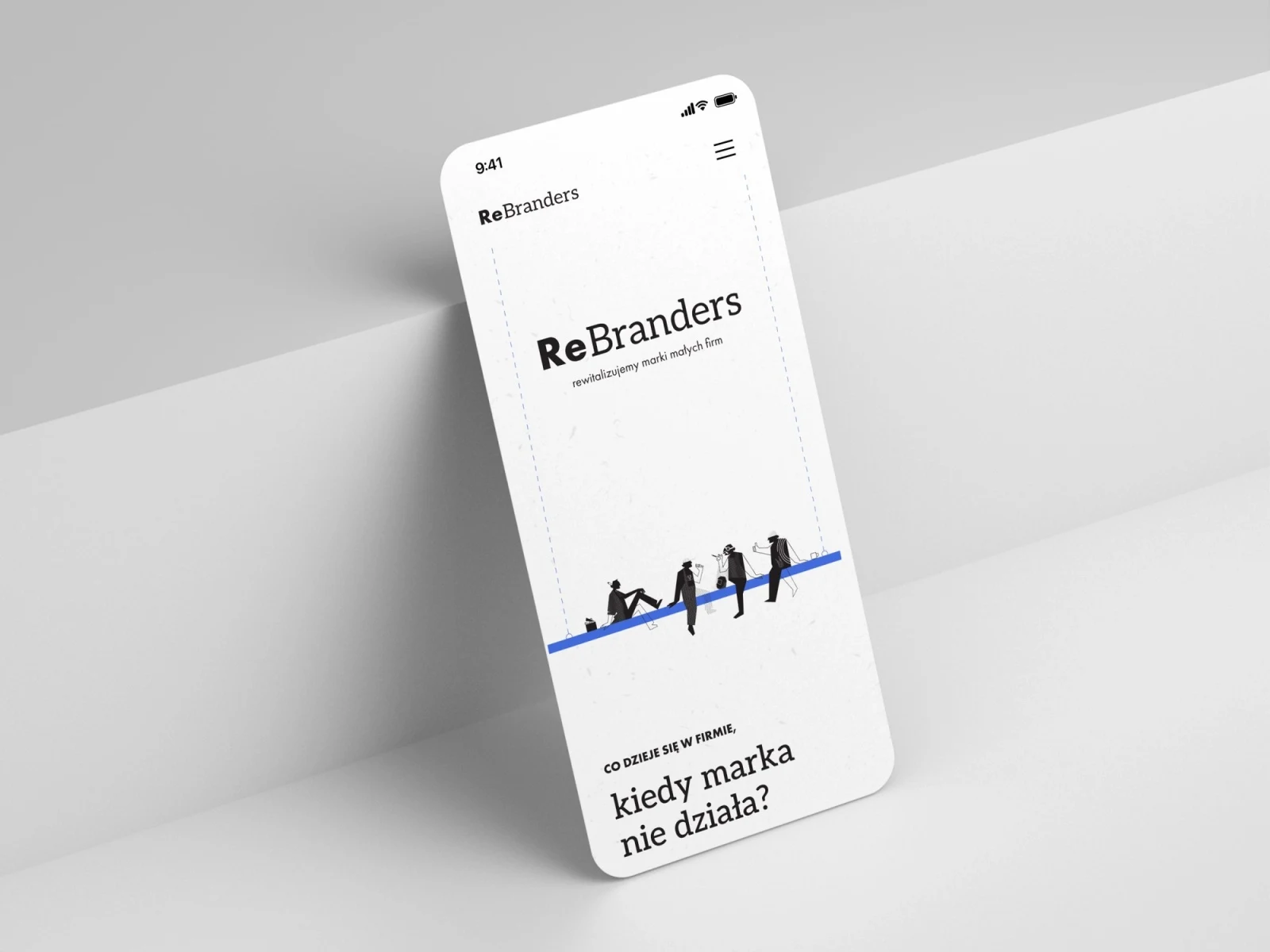 rebranders.pl — projekt strony internetowej, mockup telefon scena schodek