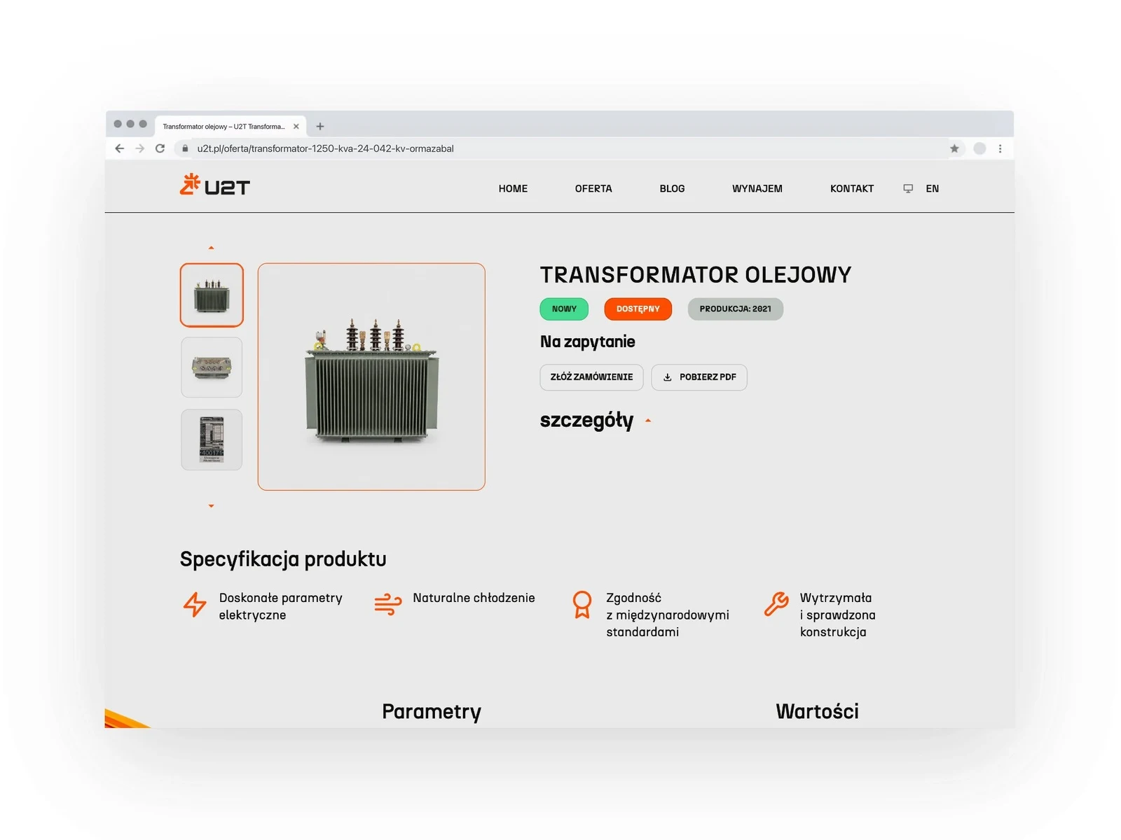 u2t.pl — karta produktu — transformator olejowy z galerią zdjęć