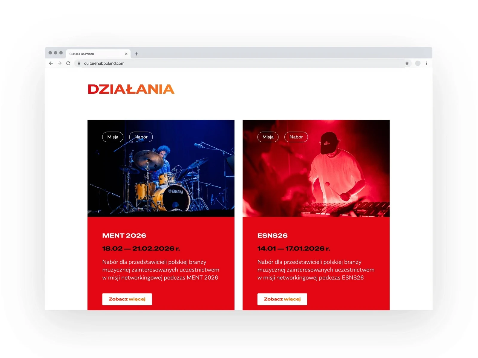 culturehubpoland.com — działania przypięte do projektu, lista tworzy się automatycznie