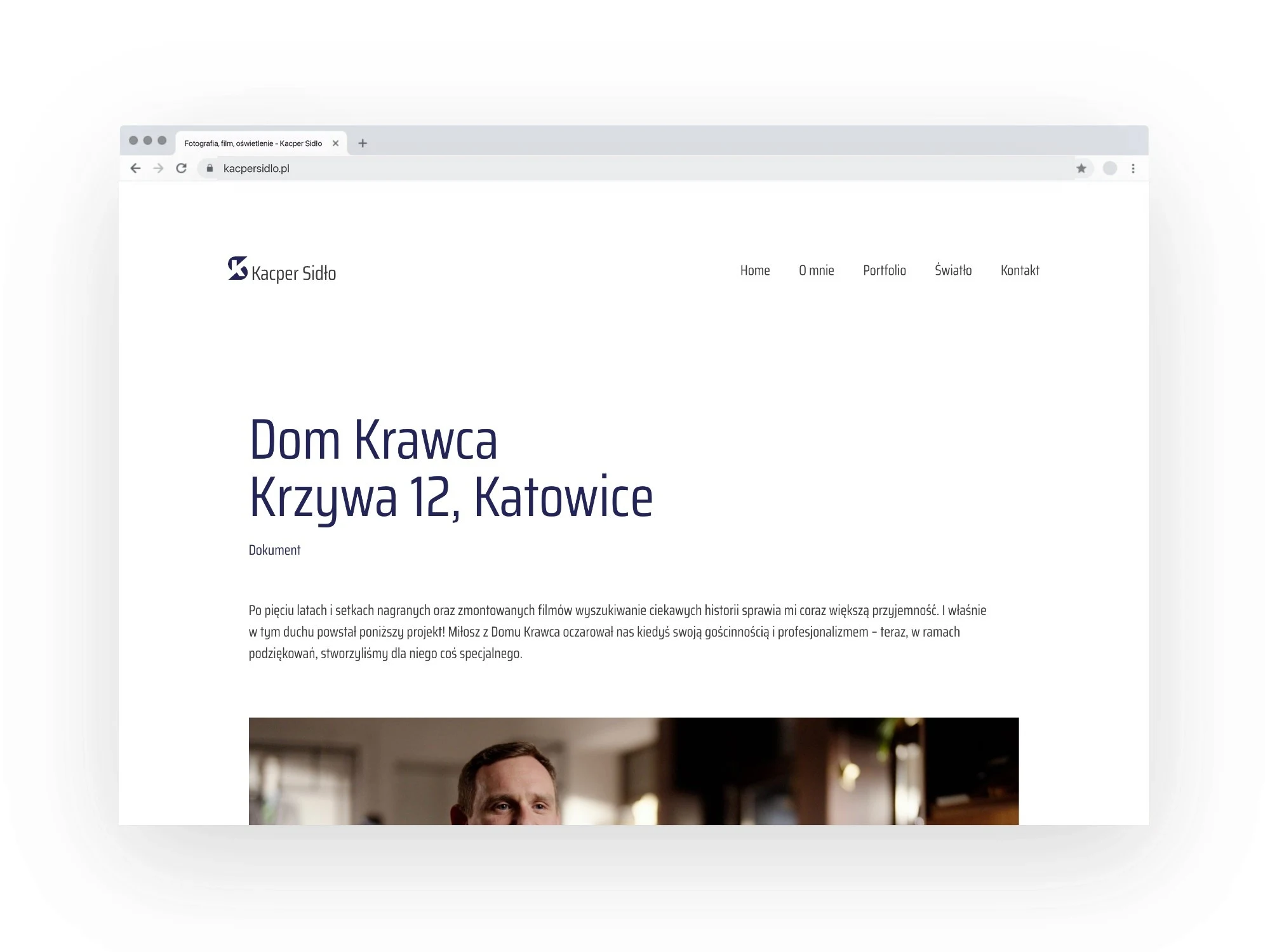 Kacper Sidło — la sottopagina di un documentario nel browser: titolo, descrizione e un fotogramma del film