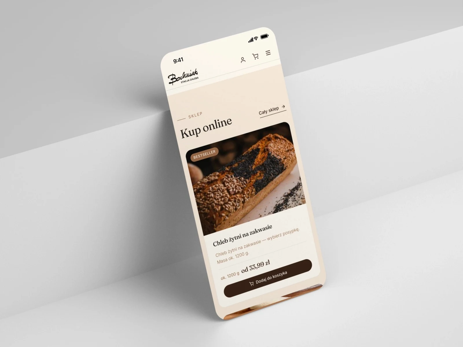 stacjachleba.pl — projekt strony internetowej, mockup telefon scena schodek
