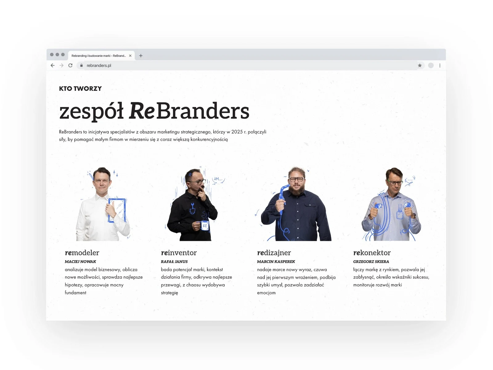 rebranders.pl — projekt strony internetowej, mockup przegladarka