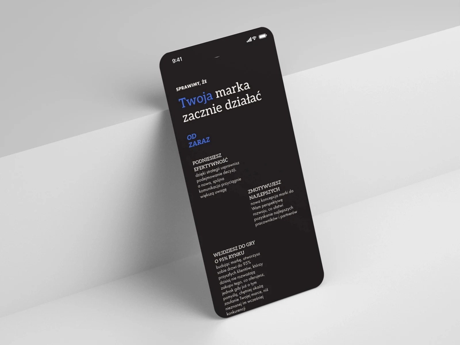 rebranders.pl — projekt strony internetowej, mockup telefon scena schodek