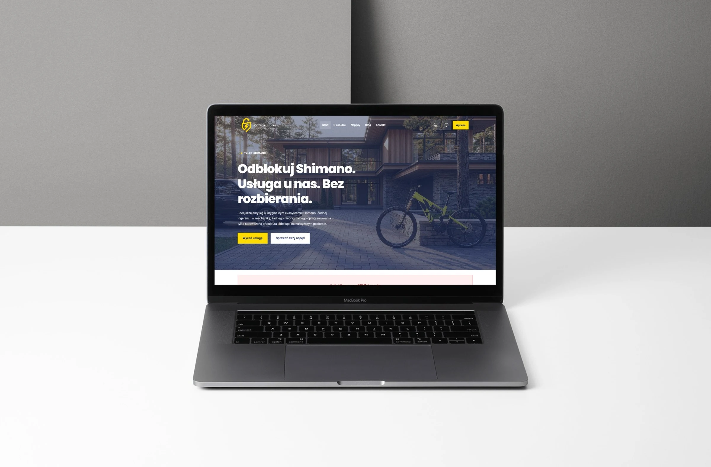 odblokuj.bike — strona główna odblokuj.bike na laptopie
