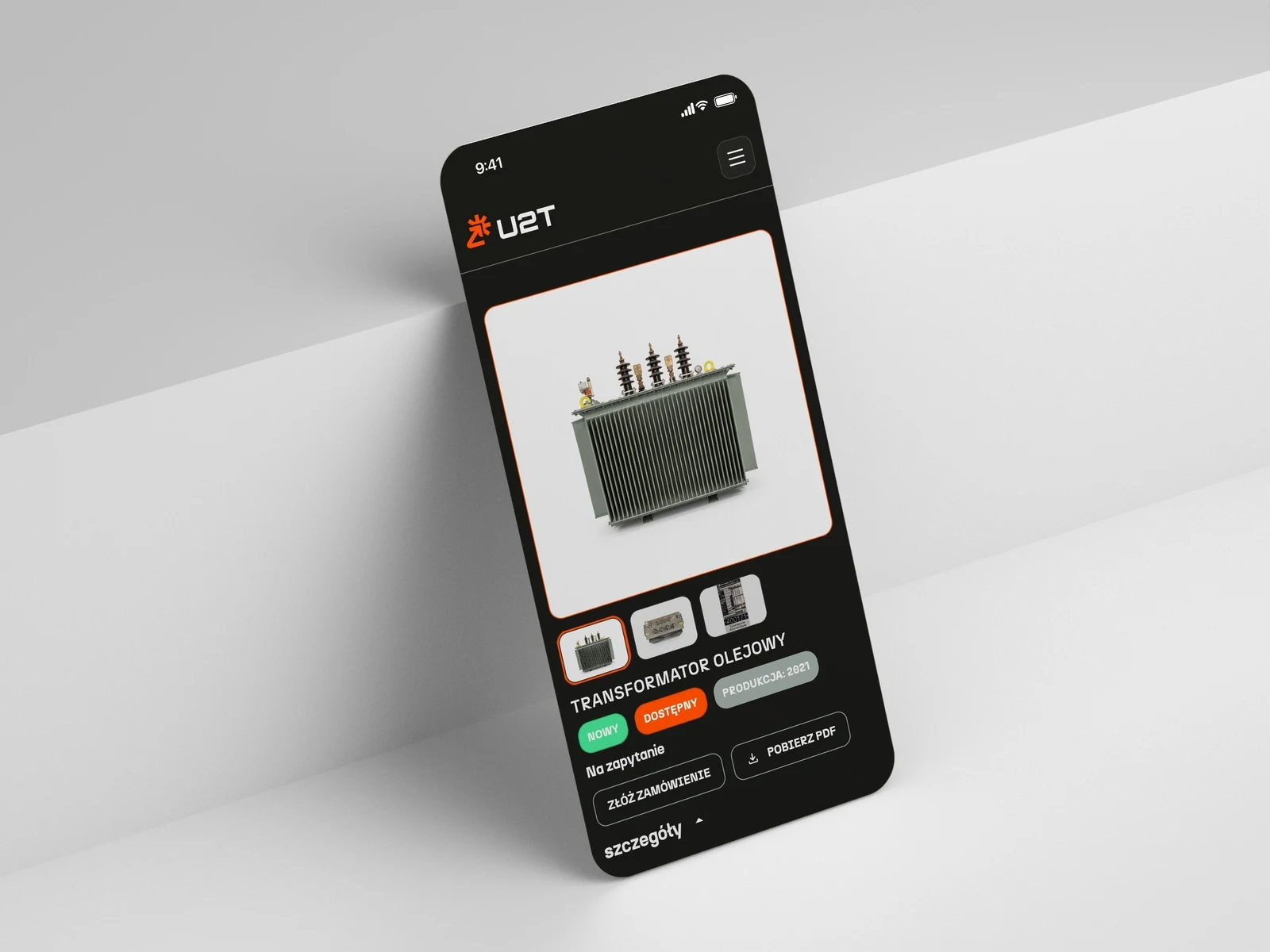 u2t.pl — karta produktu w trybie ciemnym na telefonie