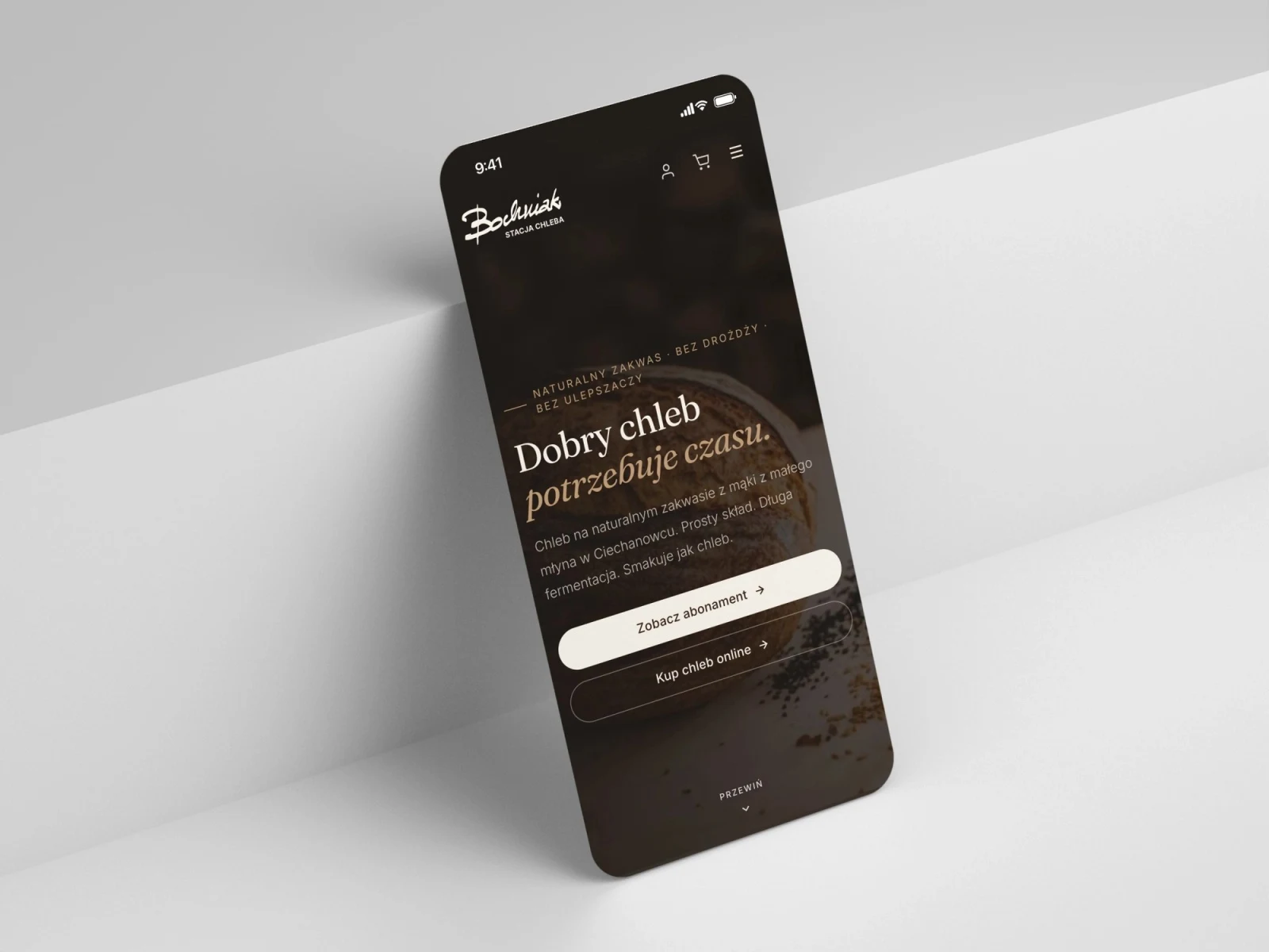 stacjachleba.pl — projekt strony internetowej, mockup telefon scena schodek